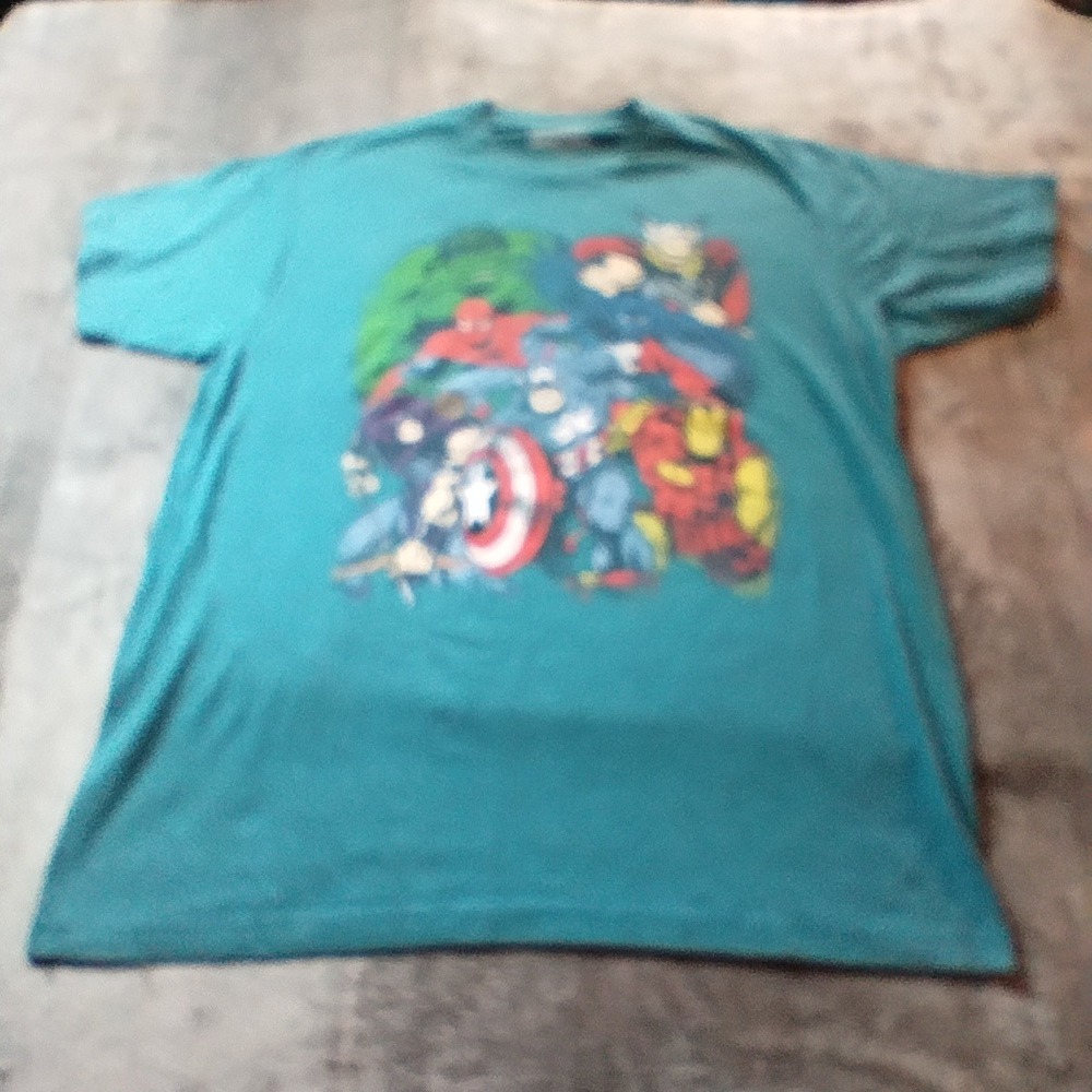 Marvel Avengers Graphic T-Shirt Blue Heather Large Avengers Assemble Characters